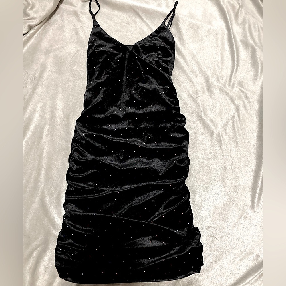 Black & Rainbow Forever 21 Velvet Mini Dress NWT